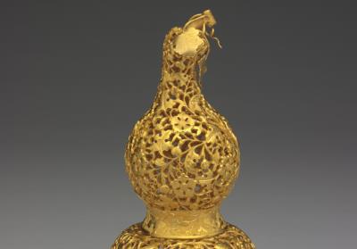 图片[2]-Pair of golden gourds representing a myriad generations of descendants, Qing dynasty (1644-1911)-China Archive